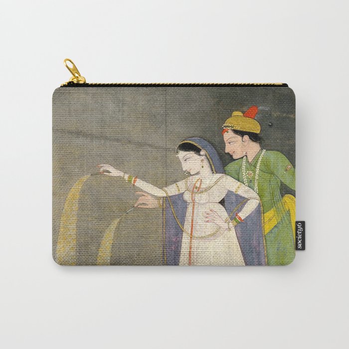     Painting. Recreation. Lovers playing with fireworks. Painted on paper Carry All Pouch Gallery Image 1