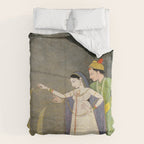     Painting. Recreation. Lovers playing with fireworks. Painted on paper Duvet Cover Gallery Image 6