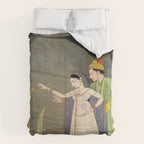     Painting. Recreation. Lovers playing with fireworks. Painted on paper Comforter Gallery Image 6