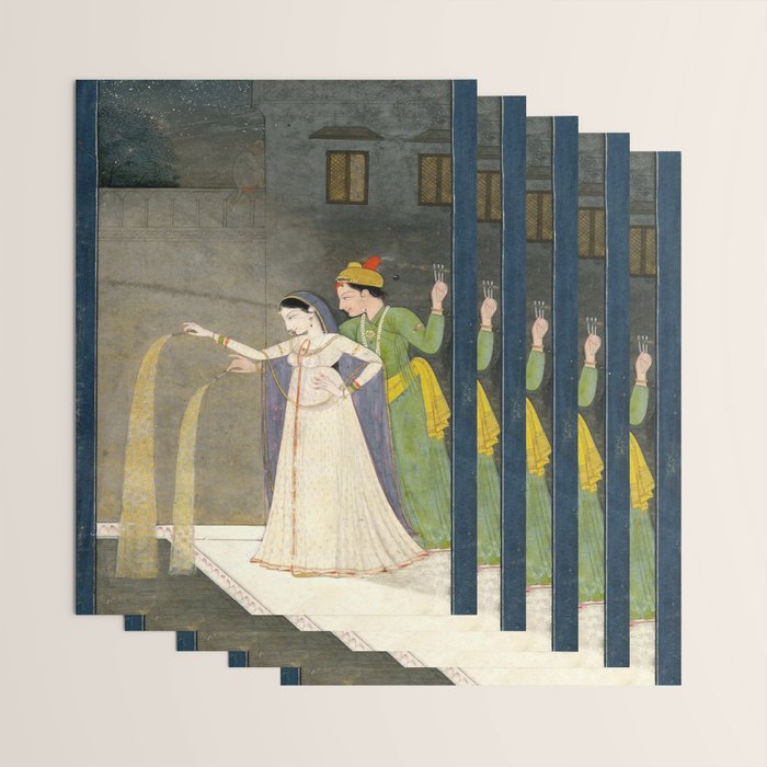     Painting. Recreation. Lovers playing with fireworks. Painted on paper Wrapping Paper Gallery Image 3