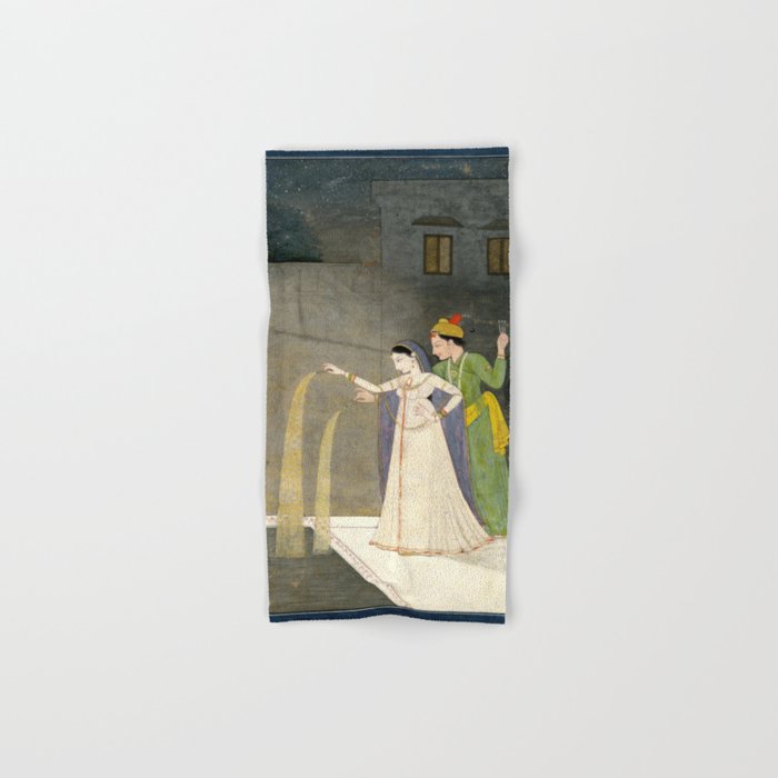     Painting. Recreation. Lovers playing with fireworks. Painted on paper Bath Towel Gallery Image 1