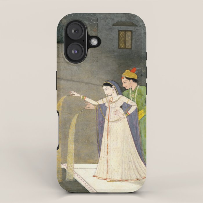     Painting. Recreation. Lovers playing with fireworks. Painted on paper iPhone Case Gallery Image 1