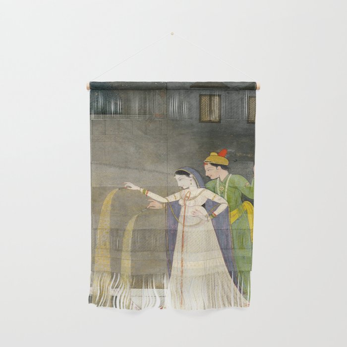     Painting. Recreation. Lovers playing with fireworks. Painted on paper Wall Hanging Gallery Image 1