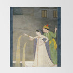     Painting. Recreation. Lovers playing with fireworks. Painted on paper Throw Blanket Gallery Image 2