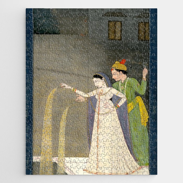     Painting. Recreation. Lovers playing with fireworks. Painted on paper Jigsaw Puzzle Gallery Image 1