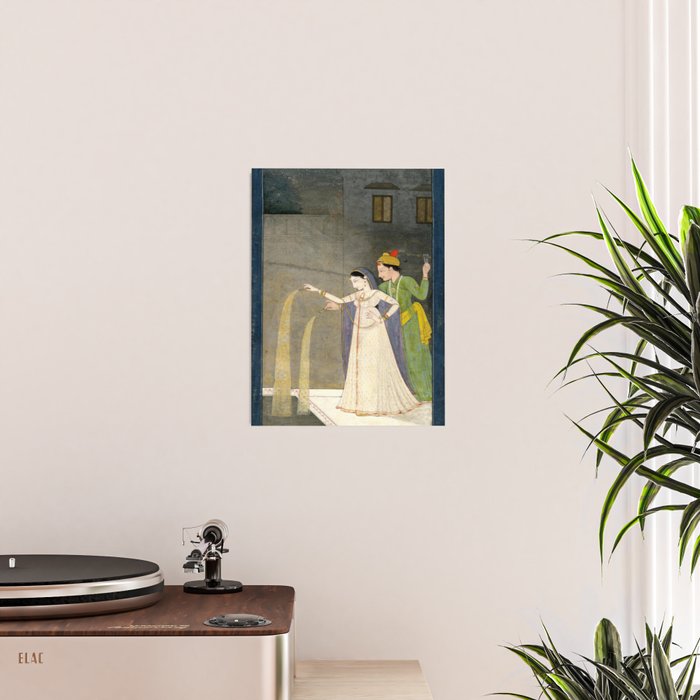     Painting. Recreation. Lovers playing with fireworks. Painted on paper Poster Gallery Image 2