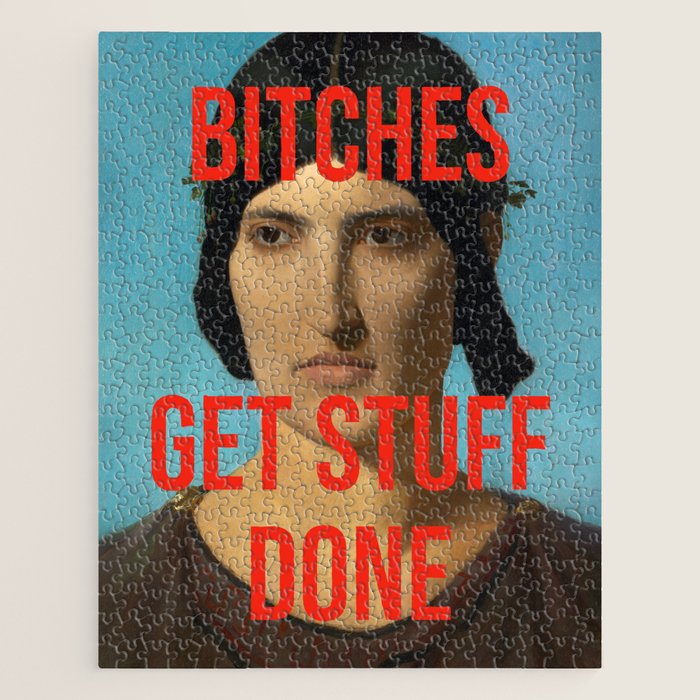 Bitches Get Stuff Done / AOC / Funny Feminist Motivational Quote Jigsaw Puzzle Gallery Image 1