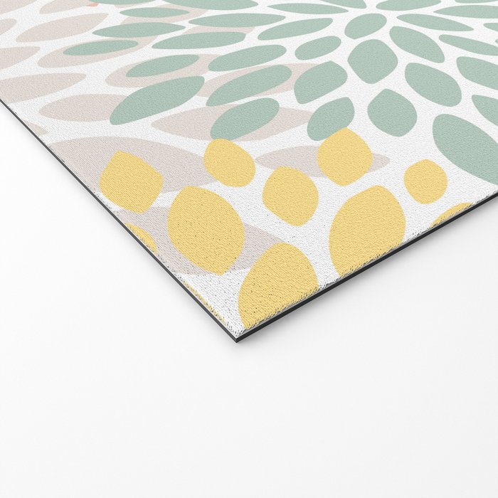 Festive, Abstract, Floral Prints, Coral, Green, Yellow Welcome Mat Gallery Image 2