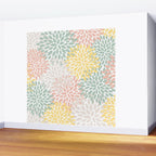 Festive, Abstract, Floral Prints, Coral, Green, Yellow Wall Mural Gallery Image 2