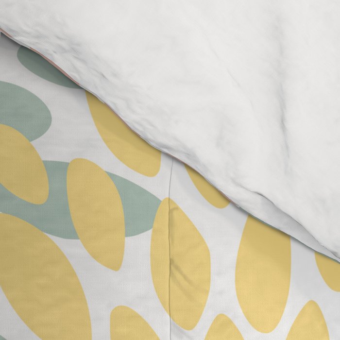 Festive, Abstract, Floral Prints, Coral, Green, Yellow Comforter Gallery Image 4