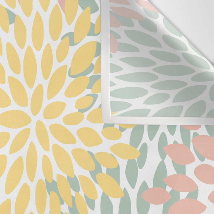 Festive, Abstract, Floral Prints, Coral, Green, Yellow Wall Tapestry Gallery Image 3