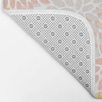 Festive, Abstract, Floral Prints, Coral, Green, Yellow Bath Mat Gallery Image 2