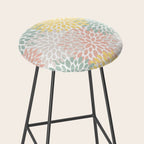 Festive, Abstract, Floral Prints, Coral, Green, Yellow Stool Gallery Image 2