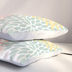 Festive, Abstract, Floral Prints, Coral, Green, Yellow Pillow Sham Gallery Image 3