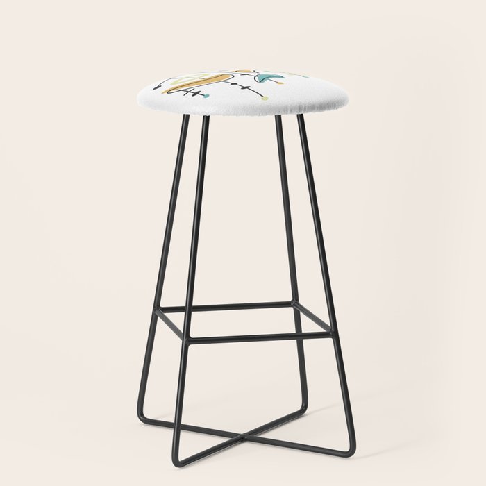 Mid Century Modern Abstract Atomic Age Stool Gallery Image 1