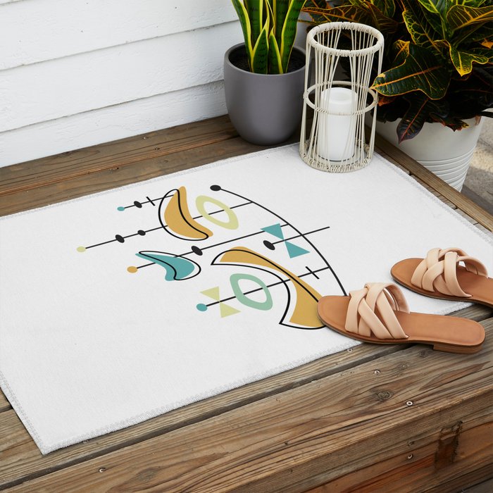 Mid Century Modern Abstract Atomic Age Outdoor Rug Gallery Image 2