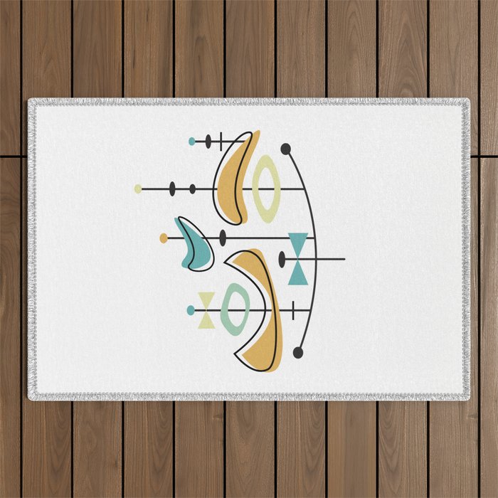 Mid Century Modern Abstract Atomic Age Outdoor Rug Gallery Image 1