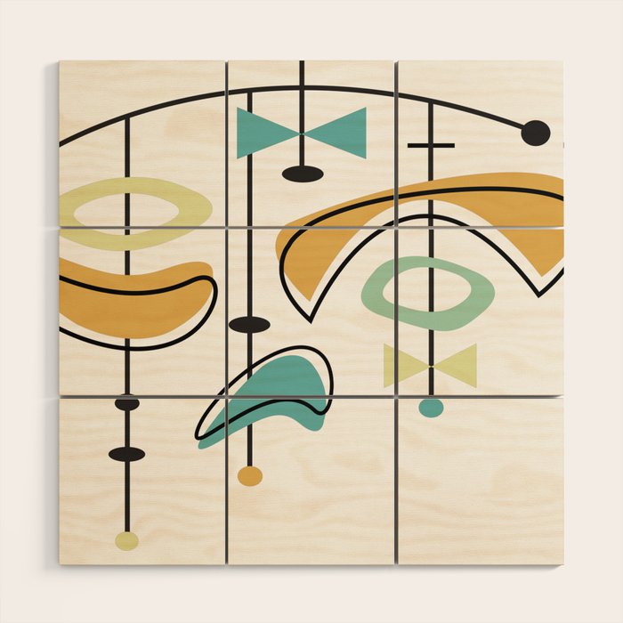 Mid Century Modern Abstract Atomic Age Wood Wall Art Gallery Image 1