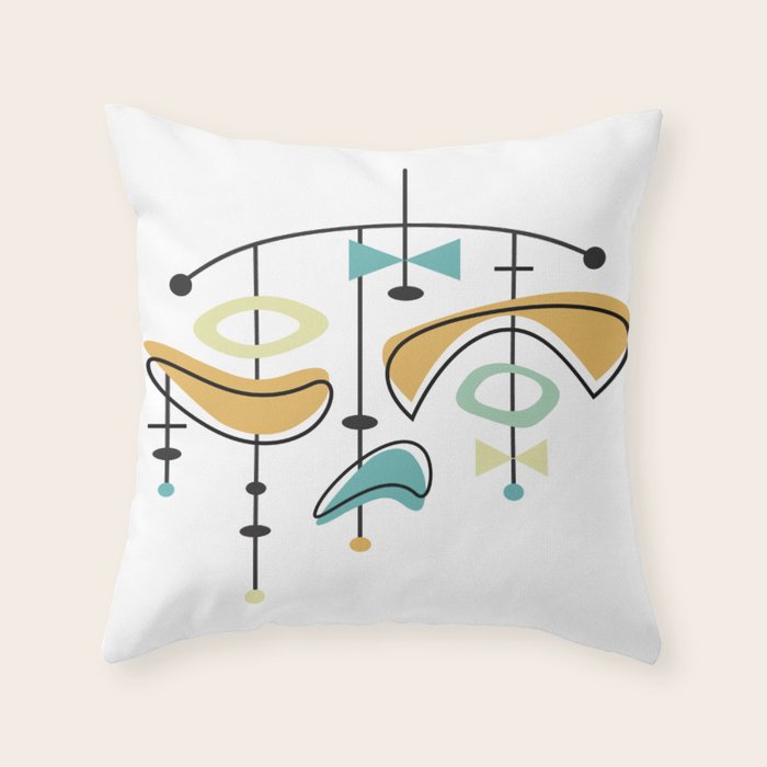 Mid Century Modern Abstract Atomic Age Throw Pillow Gallery Image 1