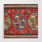 Chondzoresk Karabagh Caucasian Antique Carpet Print Wood Wall Art Gallery Image 1
