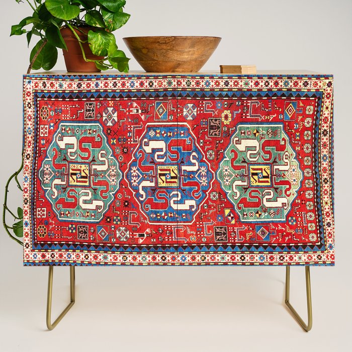 Chondzoresk Karabagh Caucasian Antique Carpet Print Credenza Gallery Image 1