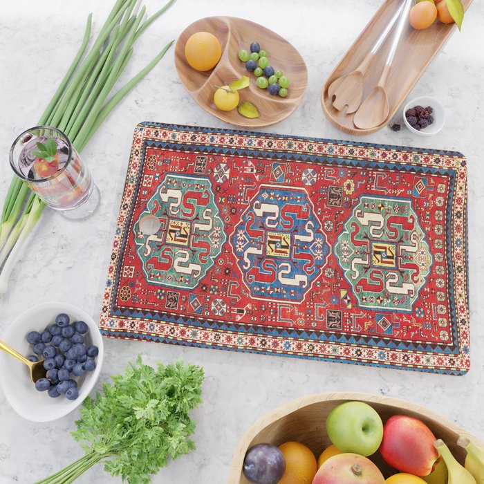 Chondzoresk Karabagh Caucasian Antique Carpet Print Cutting Board Gallery Image 2