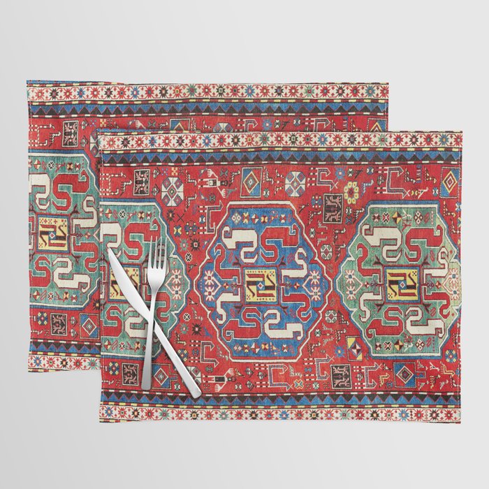 Chondzoresk Karabagh Caucasian Antique Carpet Print Placemat Gallery Image 1