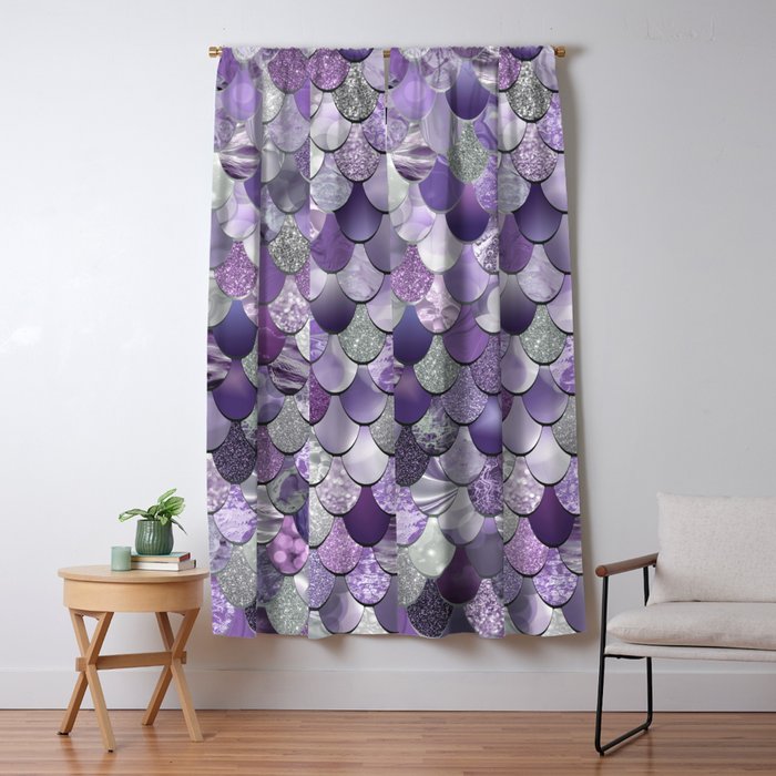 Mermaid Purple and Silver Window Curtain Gallery Image 5