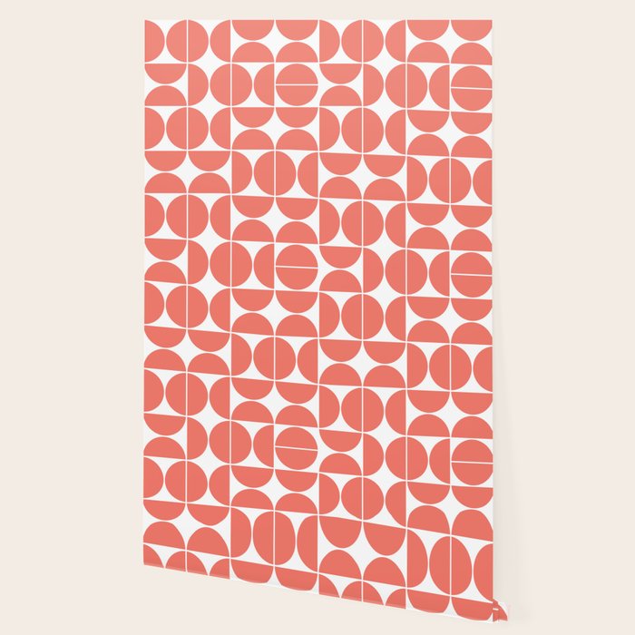 Mid Century Modern Geometric 04 Living Coral Wallpaper Gallery Image 2