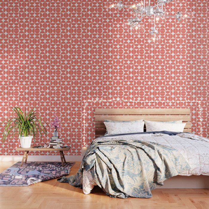 Mid Century Modern Geometric 04 Living Coral Wallpaper Gallery Image 3