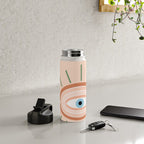 Retro evil eye - neutrals Water Bottle Gallery Image 4