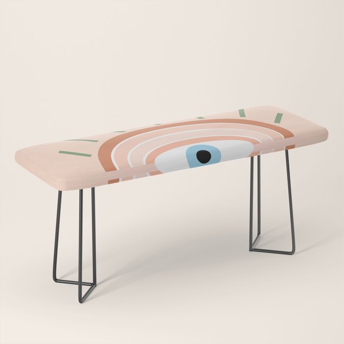 Retro evil eye - neutrals Bench Gallery Image 1