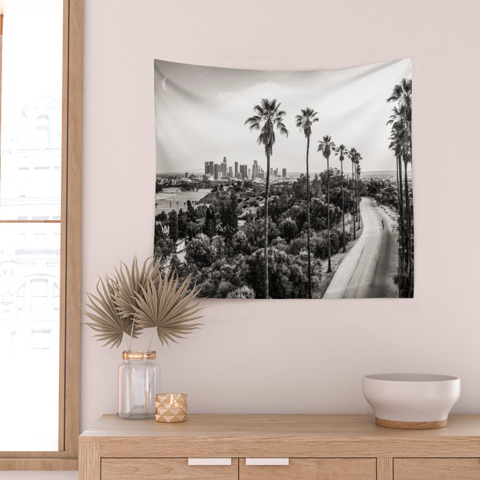Los Angeles Black and White Wall Tapestry Gallery Image 2