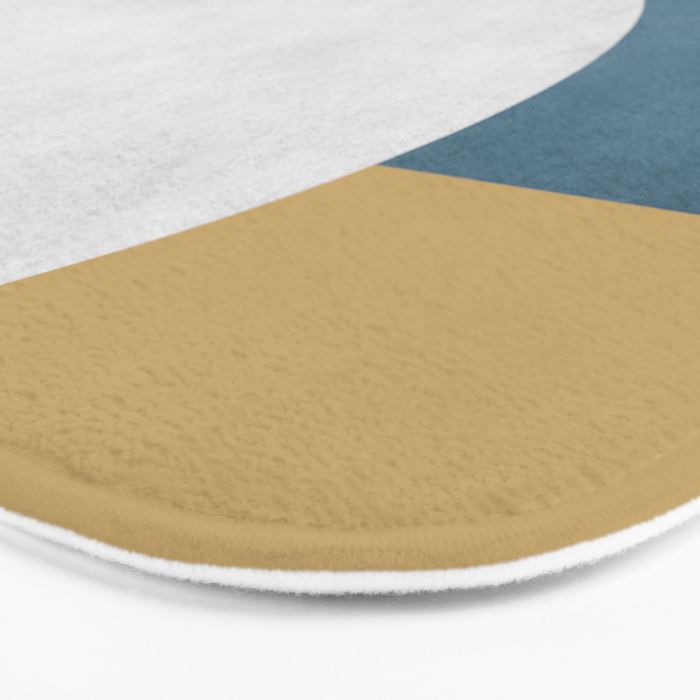 Halfmoon Colorblock - White Blue on Gold Bath Mat Gallery Image 3