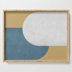 Halfmoon Colorblock - White Blue on Gold Serving Tray Gallery Image 1