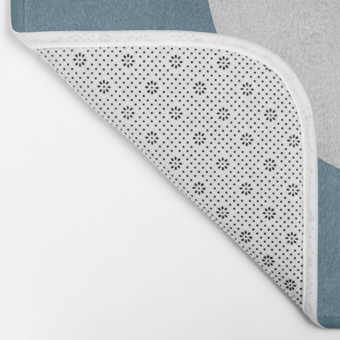 Halfmoon Colorblock - White Blue on Gold Bath Mat Gallery Image 2