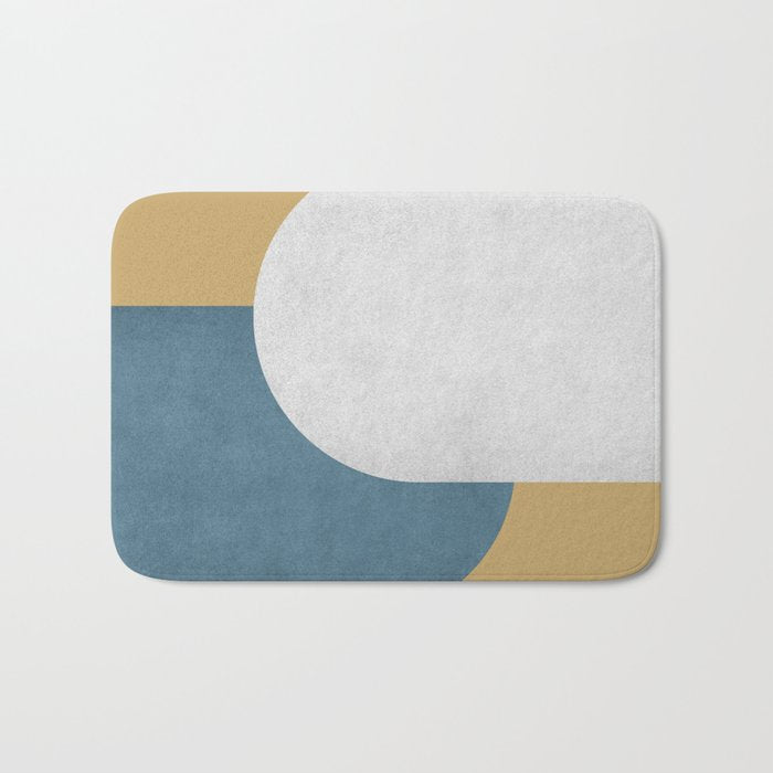 Halfmoon Colorblock - White Blue on Gold Bath Mat Gallery Image 1