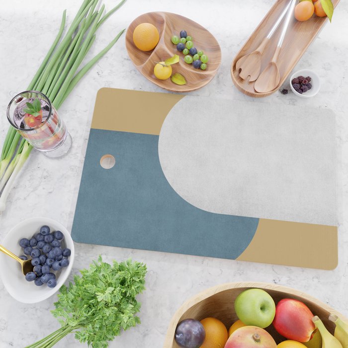 Halfmoon Colorblock - White Blue on Gold Cutting Board Gallery Image 2
