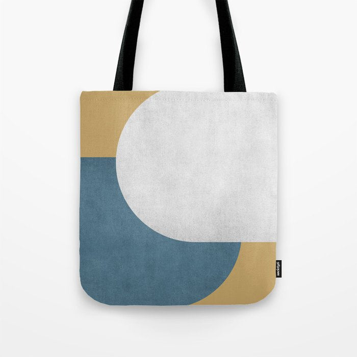 Halfmoon Colorblock - White Blue on Gold Tote Bag Gallery Image 1