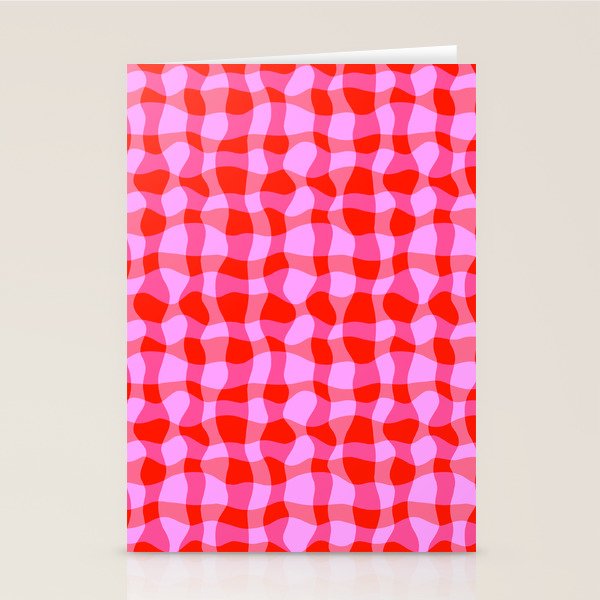 Colorful Wavy Check Pattern 1 - Pink And Red Stationery Card Gallery Image 2