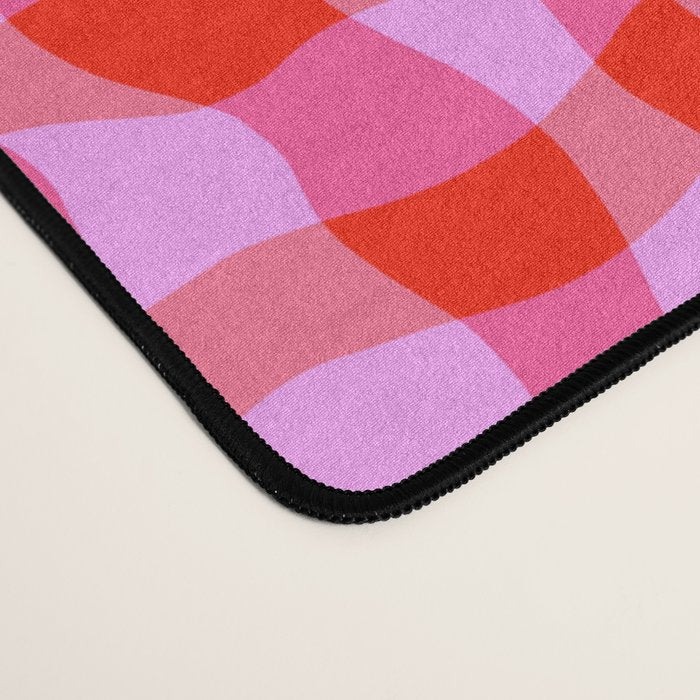 Colorful Wavy Check Pattern 1 - Pink And Red Desk Mat Gallery Image 4