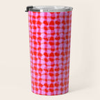 Colorful Wavy Check Pattern 1 - Pink And Red Travel Mug Gallery Image 3
