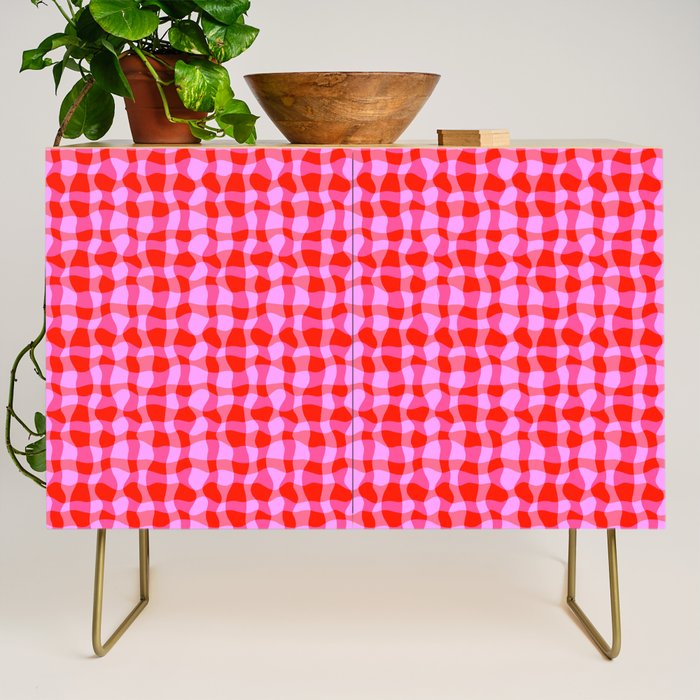 Colorful Wavy Check Pattern 1 - Pink And Red Credenza Gallery Image 1
