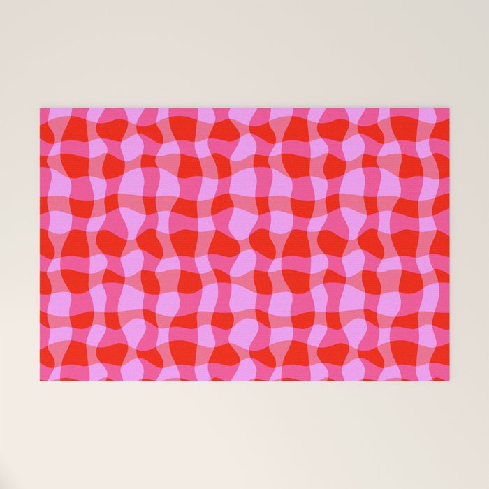 Colorful Wavy Check Pattern 1 - Pink And Red Welcome Mat Gallery Image 1