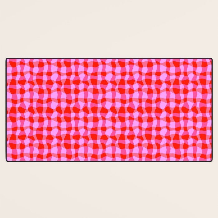 Colorful Wavy Check Pattern 1 - Pink And Red Desk Mat Gallery Image 3
