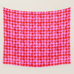 Colorful Wavy Check Pattern 1 - Pink And Red Wall Tapestry Gallery Image 4