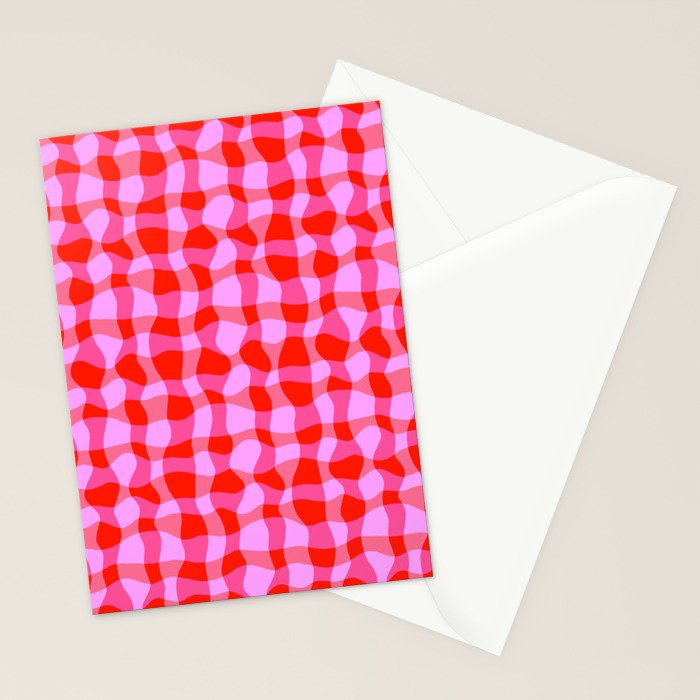 Colorful Wavy Check Pattern 1 - Pink And Red Stationery Card Gallery Image 2