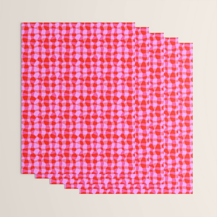 Colorful Wavy Check Pattern 1 - Pink And Red Wrapping Paper Gallery Image 3