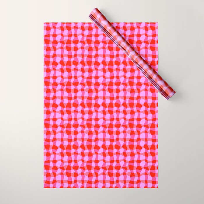 Colorful Wavy Check Pattern 1 - Pink And Red Wrapping Paper Gallery Image 1
