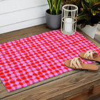Colorful Wavy Check Pattern 1 - Pink And Red Outdoor Rug Gallery Image 2